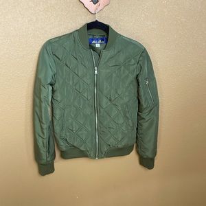army Green Quilted Bomber jacket